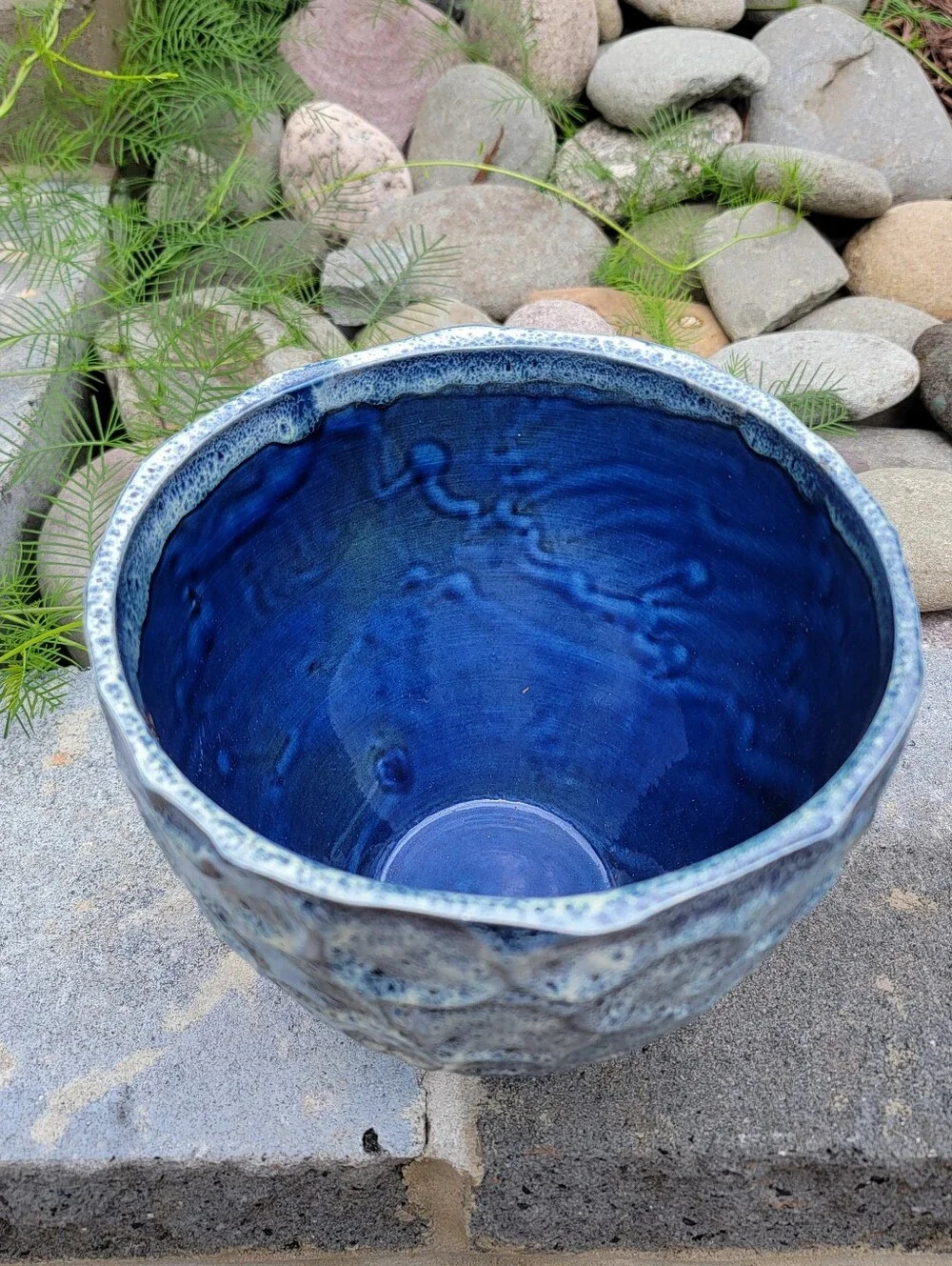 Faiancas Ramos FR Portugal Blue Glazed Planter textured